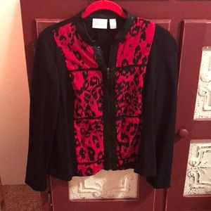 Chico’s jacket with red leopard print